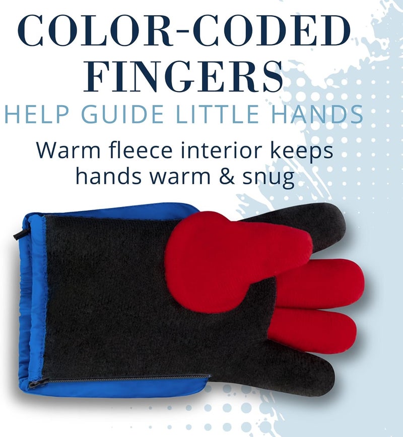Andy & Evan Kids' Zip Gloves, Waterproof Winter Snow Gloves, Side Zippers, Touchscreen, Ski Snowboard Sledding, Warm Fleece Palms - Image 3